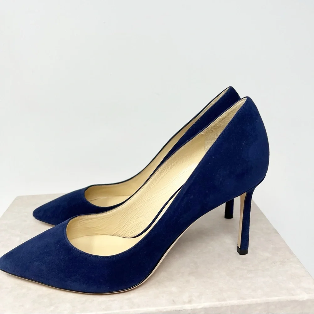 Jimmy Choo Navy Romy 85 Heels Size 7.5